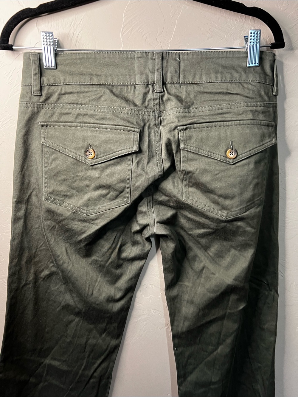Bishop of Seventh Vintage Y2K Olive Green Low Rise Bootcut Flare Long Pants - Picture 8 of 11